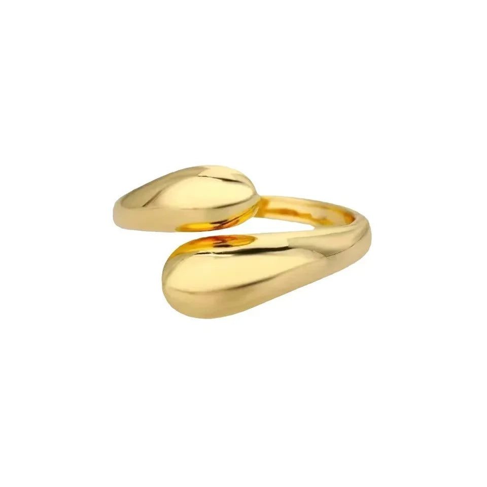 Stainless Steel Smooth Double Ball BeadsRings For Woman Open Gold ColorGeometric Wedding Couple RingsAesthetic Jewelry Gift