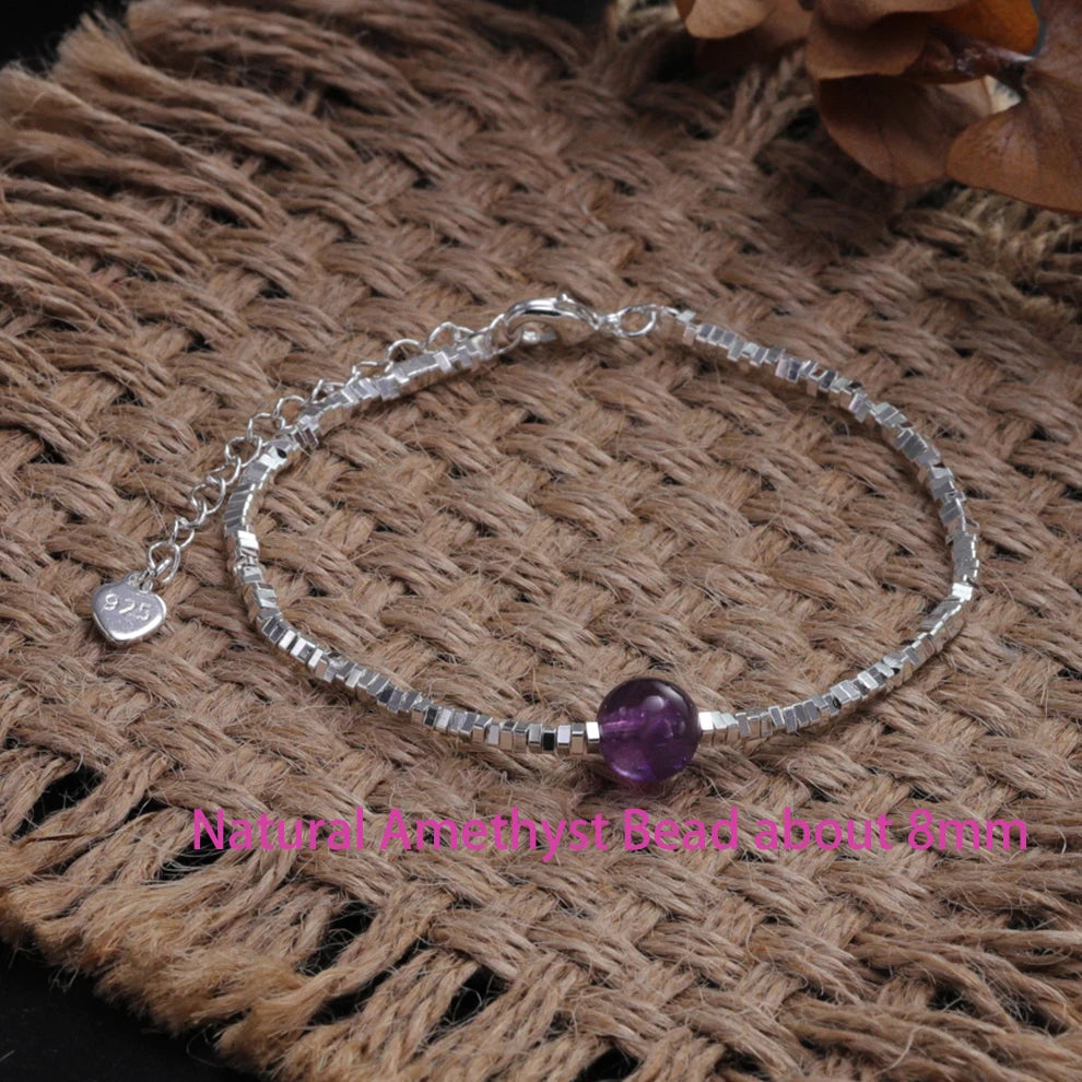 VENTFILLE 925 Sterling Silver Line Extremely fine Bracelet for Women Love Haert Bead Korean Ins Sweet Jewelry Gift