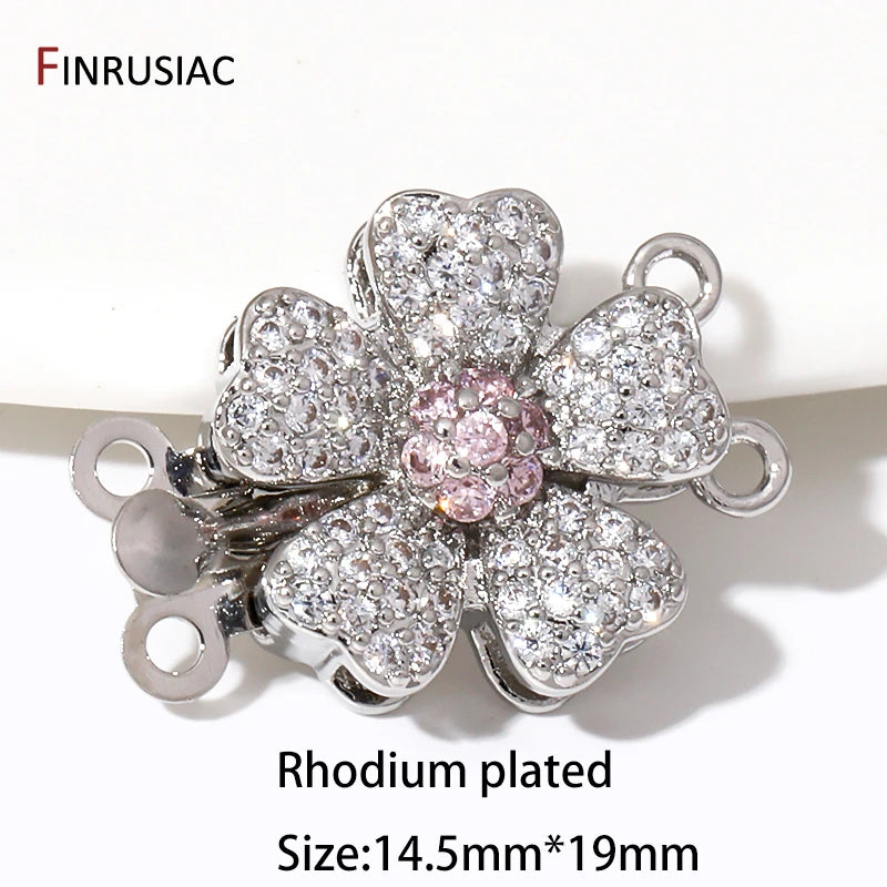 Multi Styles 18K Gold Plated Brass Flower Insert Safety Clasps,Fastener Pearl Clasps Connectors For DIY Jewelery Making Supplies