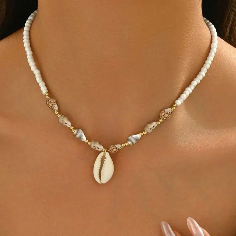 New Beach Style Seashell Necklace Beaded Choker Necklaces for Women Handmade Starfish Pendant Fashion Ocean Jewelry Чокер