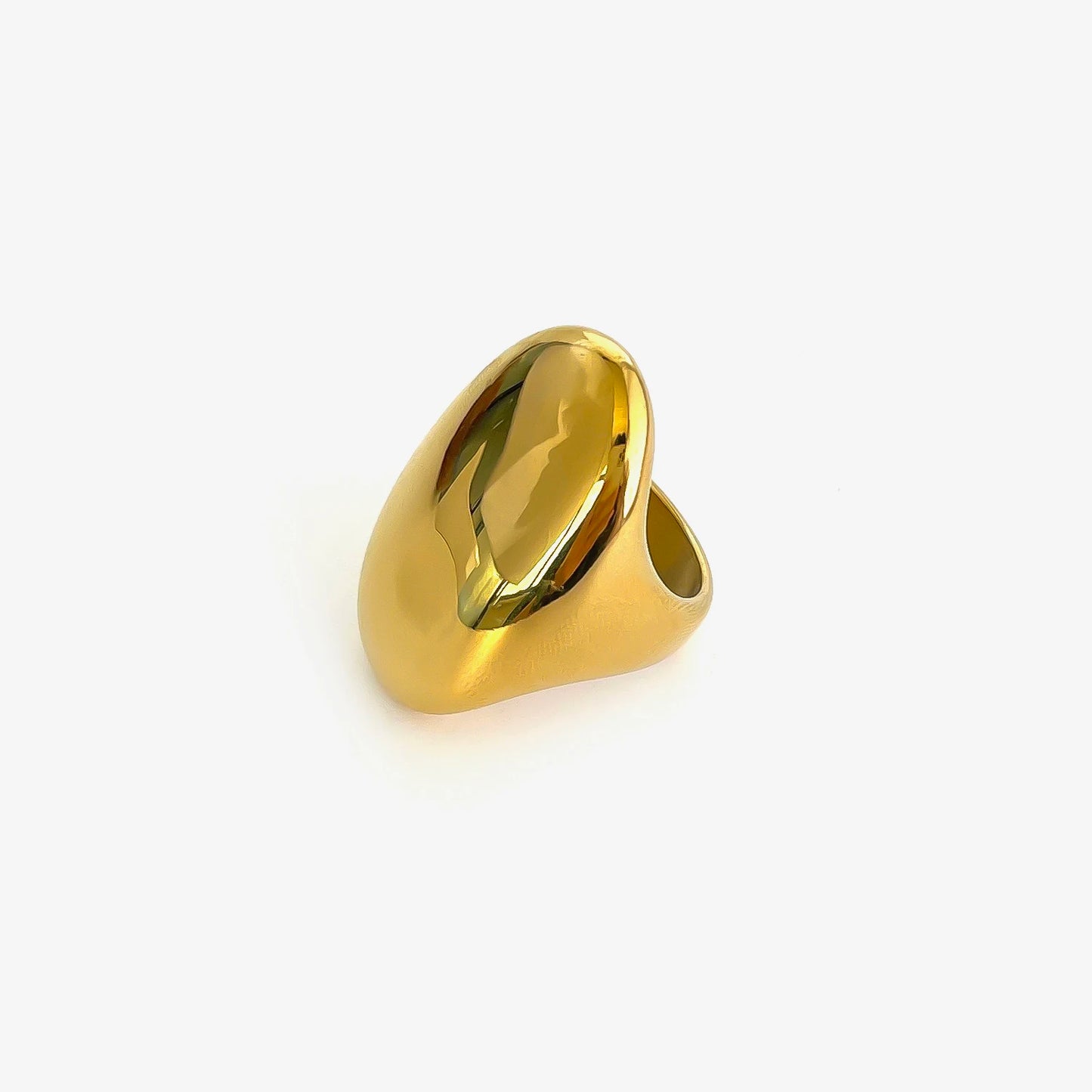Peri'sbox High Polished Stainless Steel Solid Gold Plated Chunky Dome Full Finger Rings for Women Men Gothic Minimalist Jewelry