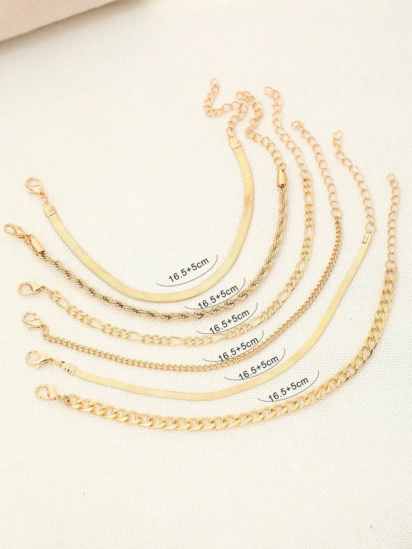 6pcs Punk Style Simple Cold Tone Chain Fashion Bracelet Set Suitable For Women's Daily Wear