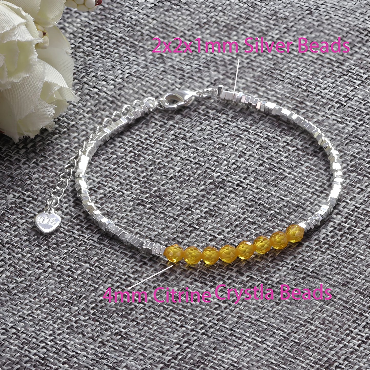 VENTFILLE 925 Sterling Silver Line Extremely fine Bracelet for Women Love Haert Bead Korean Ins Sweet Jewelry Gift