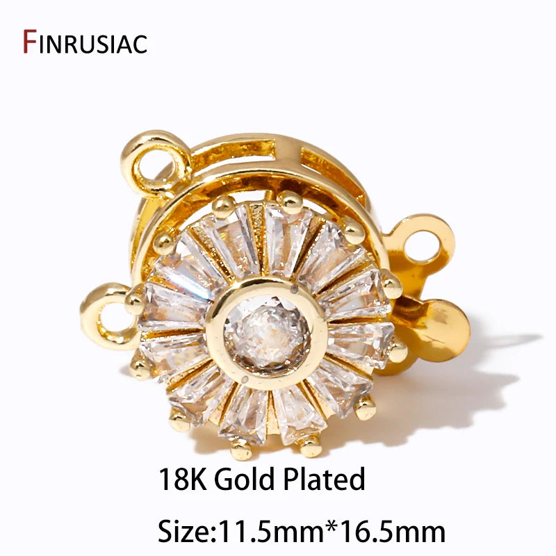 Multi Styles 18K Gold Plated Brass Flower Insert Safety Clasps,Fastener Pearl Clasps Connectors For DIY Jewelery Making Supplies