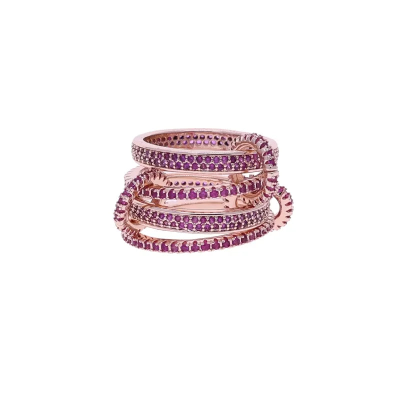 Stacking Engagement Band Rings For Women Plain Micro Paved 5A CZ Mix Color Multi Pieces Stack Full Finger Jewelry