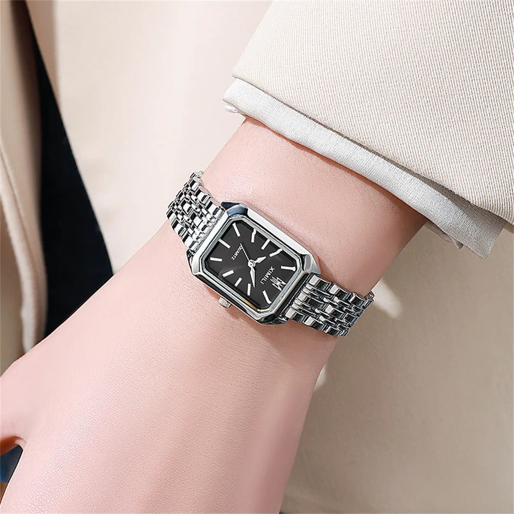 New Women Watch Light Luxury Brand Stainless Steel Ladies Business Watches Female Student Fashion Quartz Wristwatch