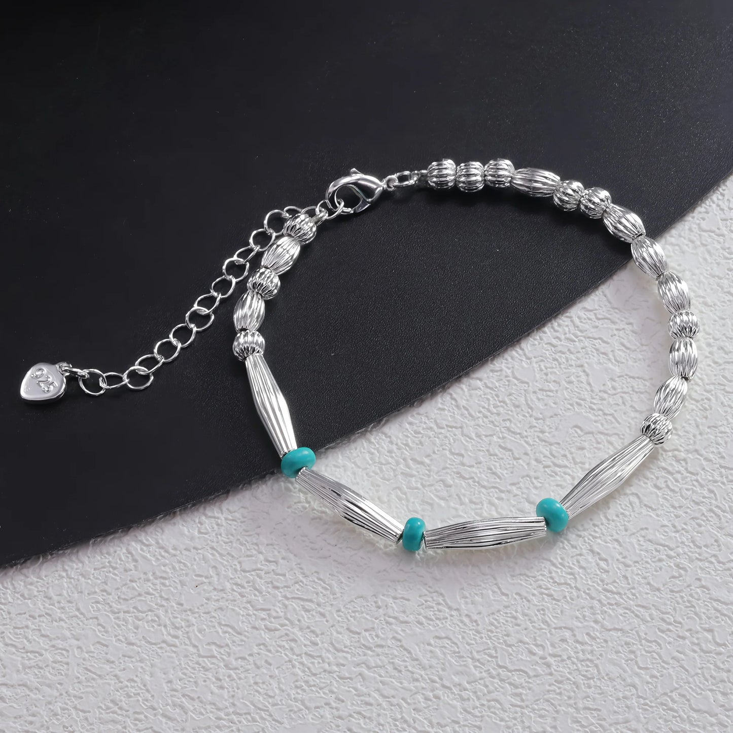 VENTFILLE 925 Sterling Silver Line Extremely fine Bracelet for Women Love Haert Bead Korean Ins Sweet Jewelry Gift