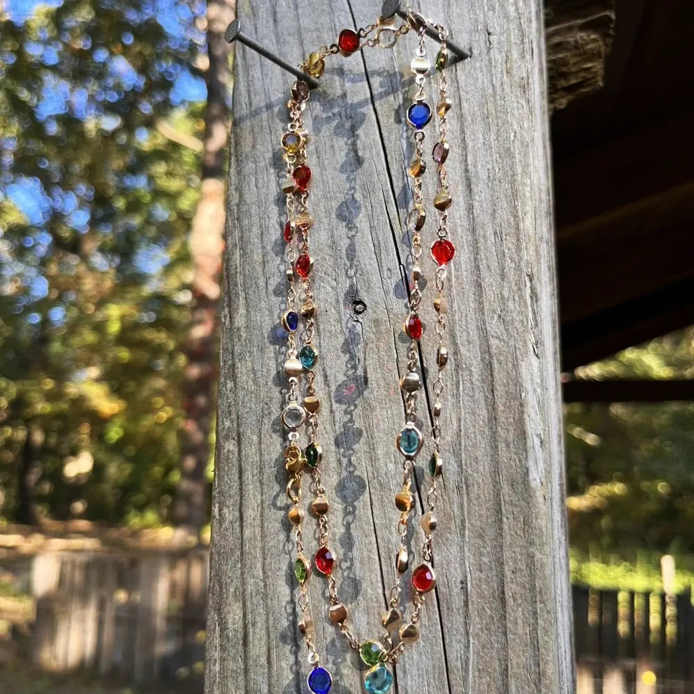 Bohemian Colorful Long Y-Shaped Necklace Metal Collarbone Chain Gold Silver Color Summer Holiday Party Body Jewelry Gifts