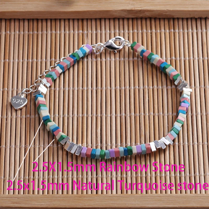 VENTFILLE 925 Sterling Silver Line Extremely fine Bracelet for Women Love Haert Bead Korean Ins Sweet Jewelry Gift
