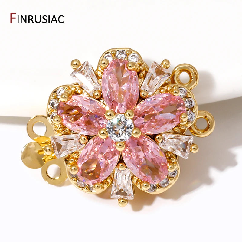 Multi Styles 18K Gold Plated Brass Flower Insert Safety Clasps,Fastener Pearl Clasps Connectors For DIY Jewelery Making Supplies
