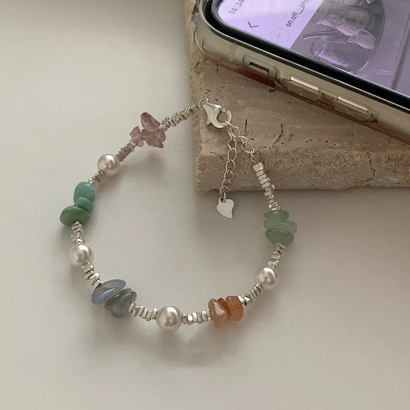 VENTFILLE 925 Sterling Silver Line Extremely fine Bracelet for Women Love Haert Bead Korean Ins Sweet Jewelry Gift