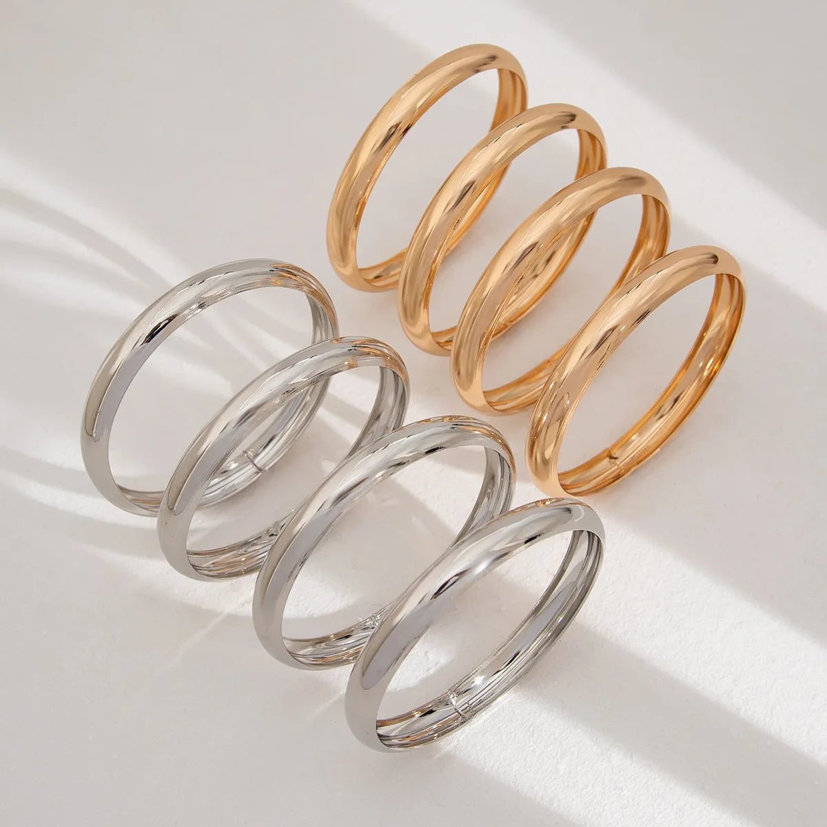 KMVEXO Stainless Steel Bracelets Set for Women Men Twist Texture Bangles Gold Silver Color Jewelry Statement Streetwear Goth