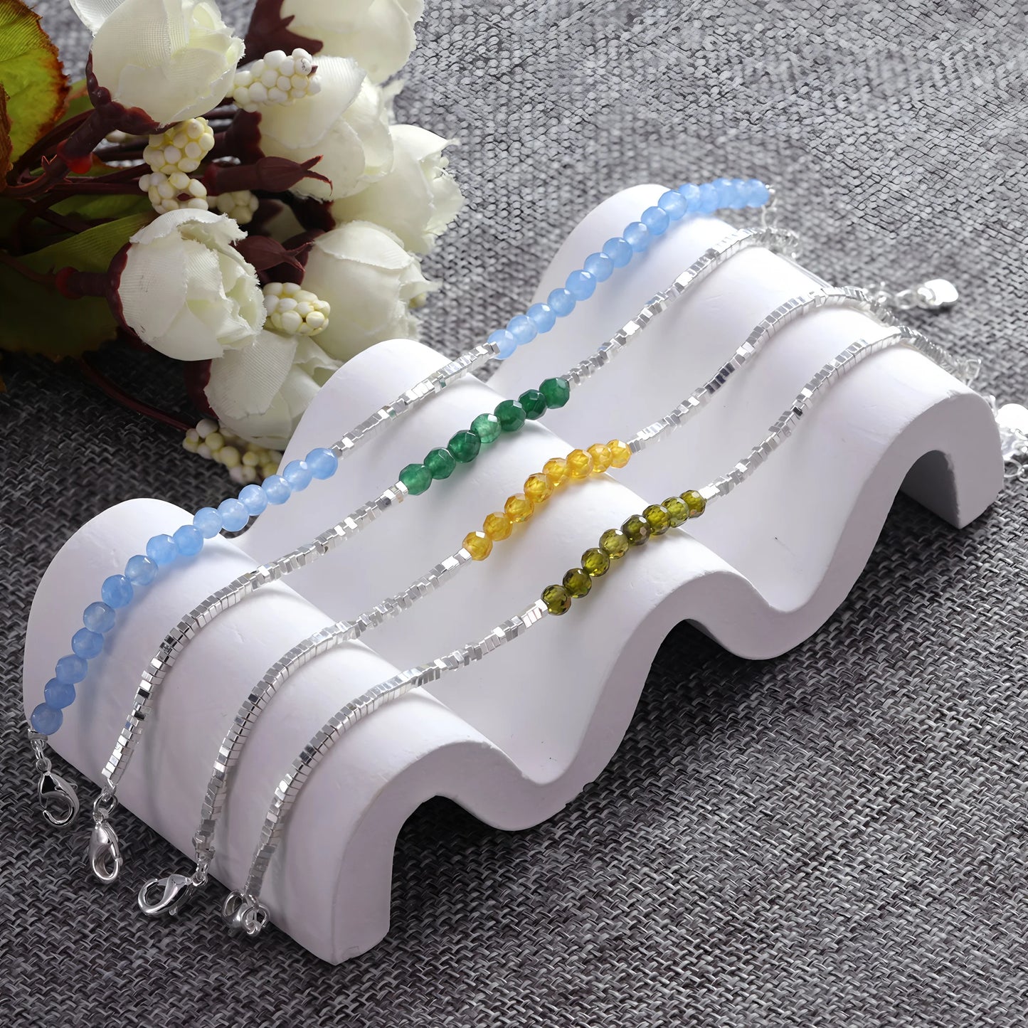 VENTFILLE 925 Sterling Silver Line Extremely fine Bracelet for Women Love Haert Bead Korean Ins Sweet Jewelry Gift