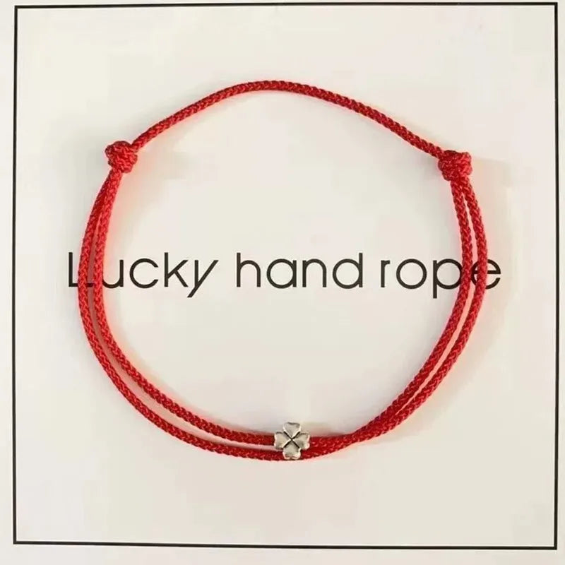 1/3Pcs Red Four-leaf Clover Bracelets for Women Men Adjustable Handmade Red Lucky Rope Couple Minimalist Jewelry Accessories