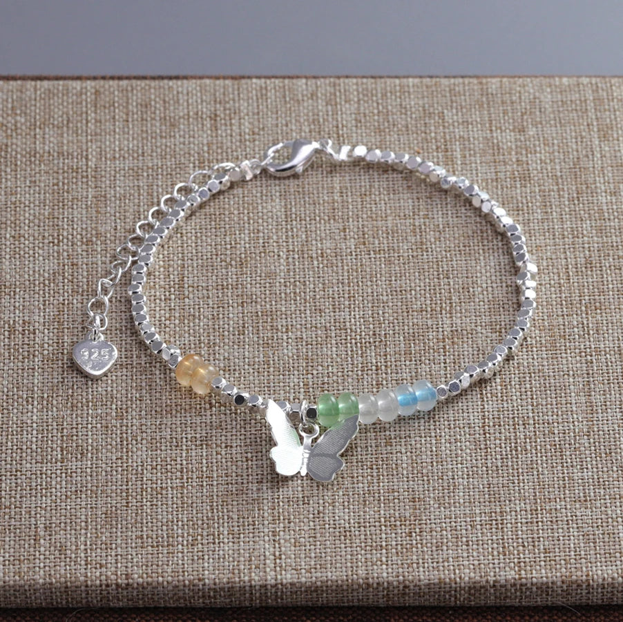 VENTFILLE 925 Sterling Silver Line Extremely fine Bracelet for Women Love Haert Bead Korean Ins Sweet Jewelry Gift
