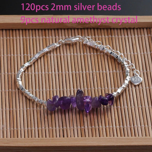 VENTFILLE 925 Sterling Silver Line Extremely fine Bracelet for Women Love Haert Bead Korean Ins Sweet Jewelry Gift