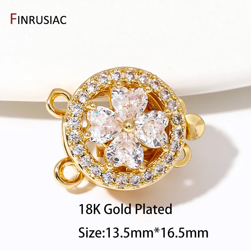 Multi Styles 18K Gold Plated Brass Flower Insert Safety Clasps,Fastener Pearl Clasps Connectors For DIY Jewelery Making Supplies