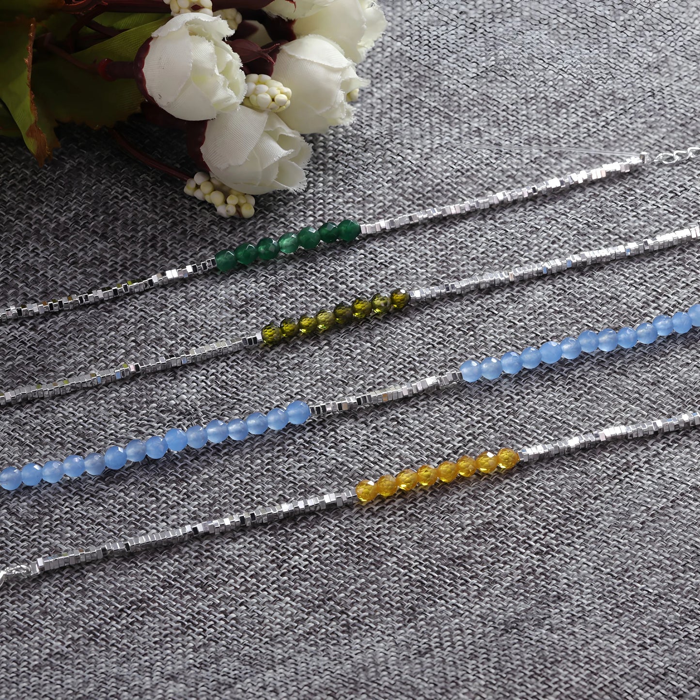 VENTFILLE 925 Sterling Silver Line Extremely fine Bracelet for Women Love Haert Bead Korean Ins Sweet Jewelry Gift