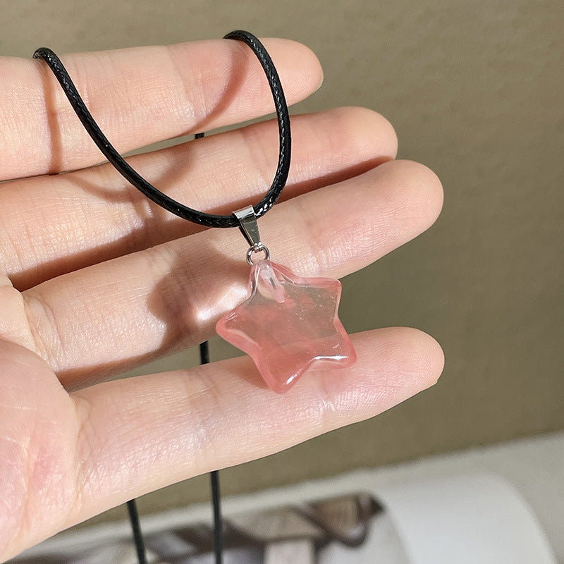 Pentagram Star Crystal Pendant Necklace Sacred Healing Gemstone Natural Stone Pendant for Women Girls Necklace Crystal Healing