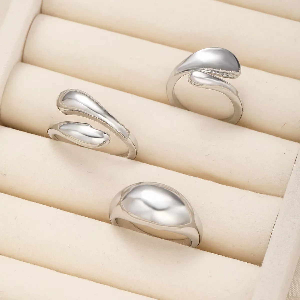 4 Pcs Punk Irregular Rings Set for Women Retro Exaggerated Geometric Gold Color Open Ring Fashion Personality Jewelry Gifts 2025