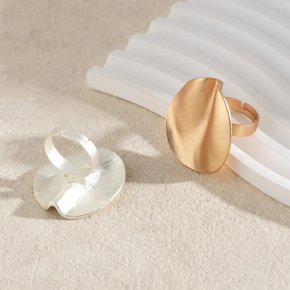 PuRui Unique Irregular Big Cuff Rings for Women Open Matte Gold Color Finger Rings Adjustable Jewelry Punk 2024 Party Wedding