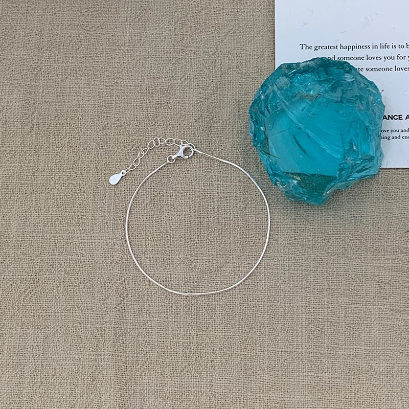 VENTFILLE 925 Sterling Silver Line Extremely fine Bracelet for Women Love Haert Bead Korean Ins Sweet Jewelry Gift