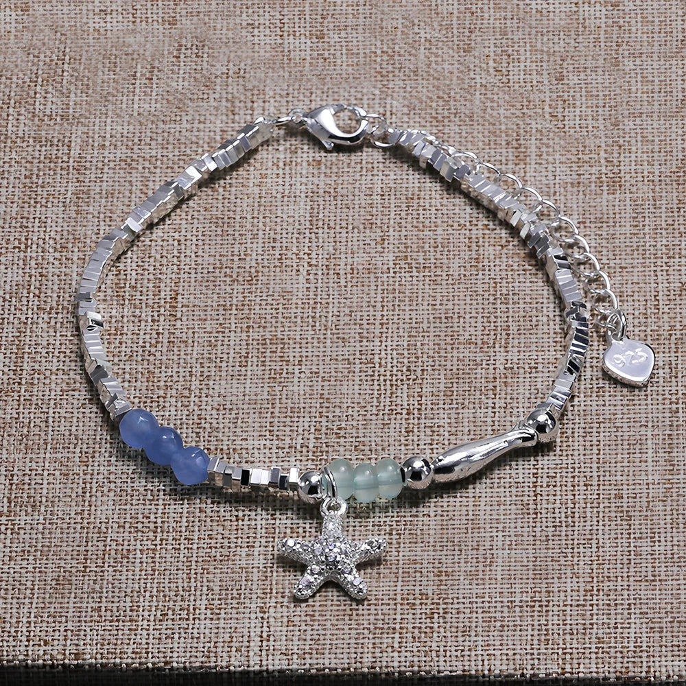 VENTFILLE 925 Sterling Silver Line Extremely fine Bracelet for Women Love Haert Bead Korean Ins Sweet Jewelry Gift