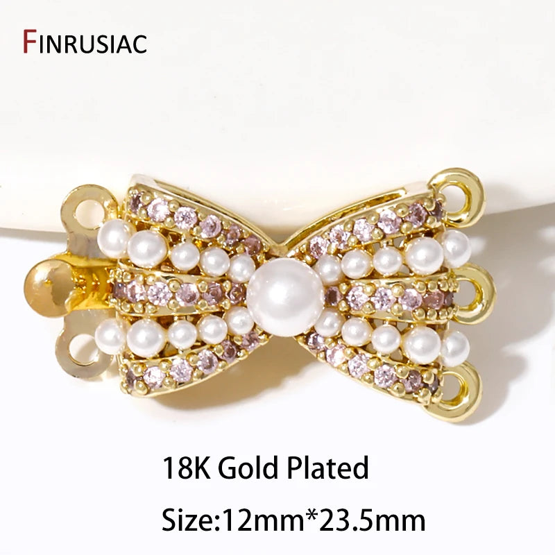 Multi Styles 18K Gold Plated Brass Flower Insert Safety Clasps,Fastener Pearl Clasps Connectors For DIY Jewelery Making Supplies