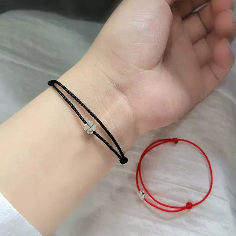 1/3Pcs Red Four-leaf Clover Bracelets for Women Men Adjustable Handmade Red Lucky Rope Couple Minimalist Jewelry Accessories