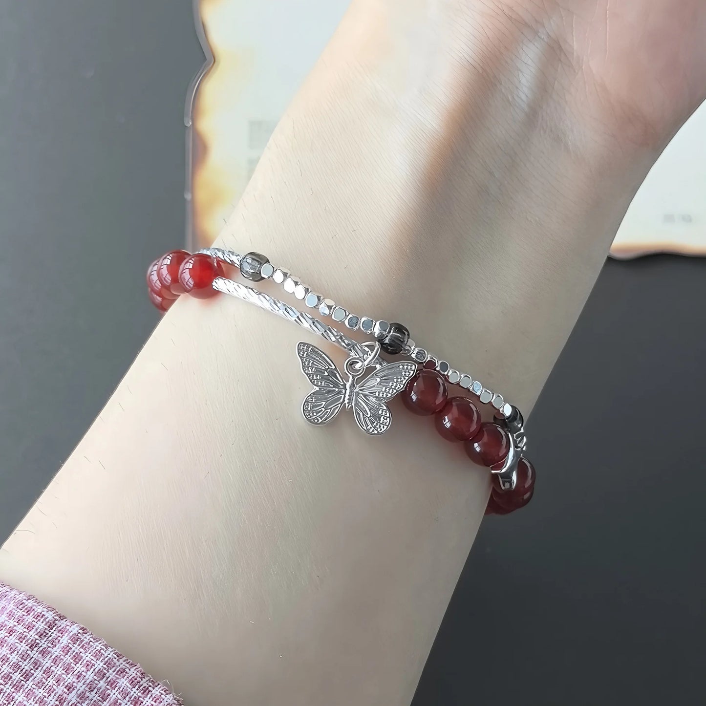VENTFILLE 925 Sterling Silver Line Extremely fine Bracelet for Women Love Haert Bead Korean Ins Sweet Jewelry Gift