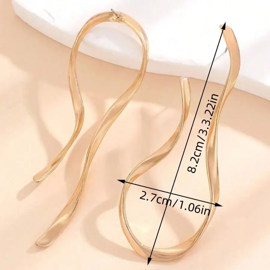 Exaggerated Irregular Geometric Metal Earrings Gold Silver Color Big Dangle Earrings For Women Fashion Minimalist Jewelry