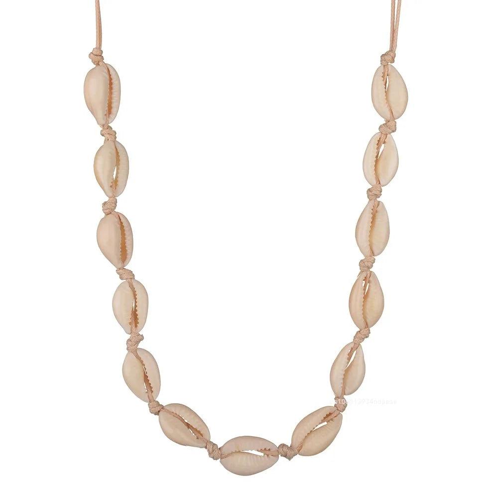1pc Boho Beach Bohemian Shell Choker Necklaces for Women Girls Summer Fashion Minimalist Jewelry Chained Shell Pendants