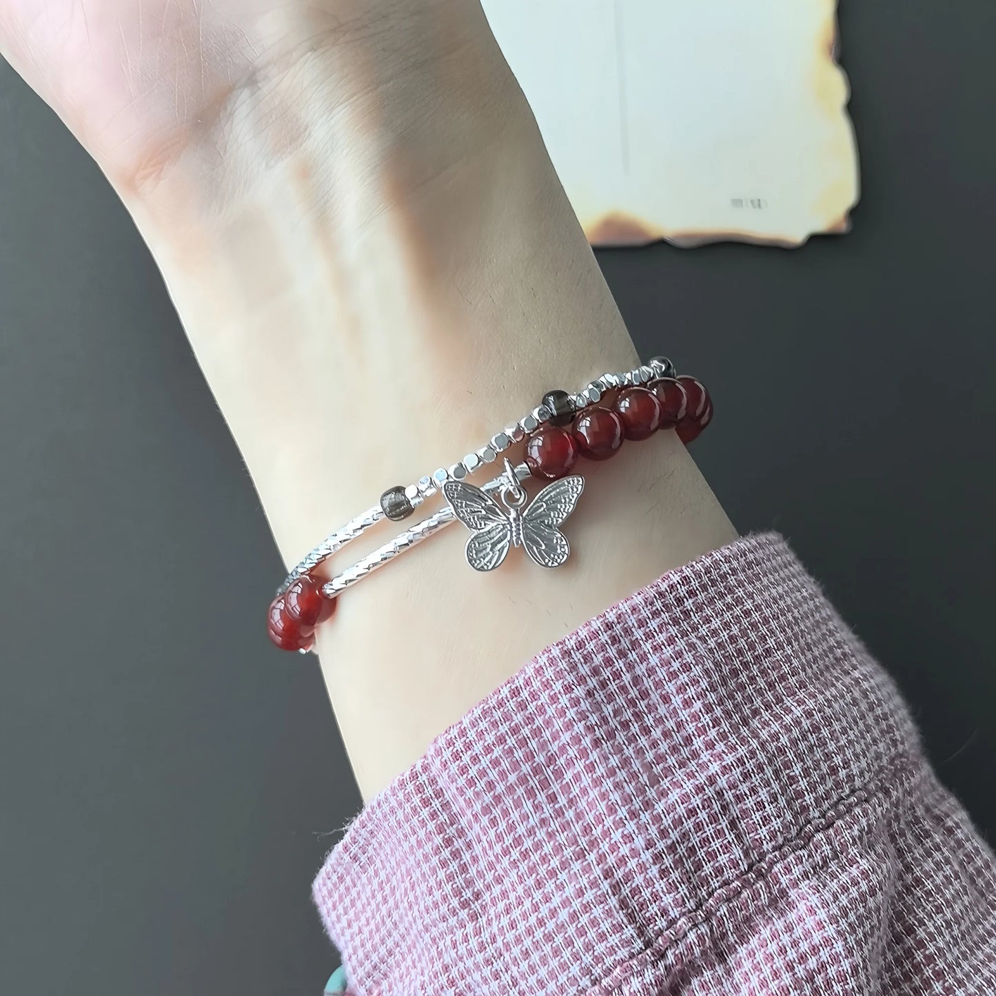 VENTFILLE 925 Sterling Silver Line Extremely fine Bracelet for Women Love Haert Bead Korean Ins Sweet Jewelry Gift