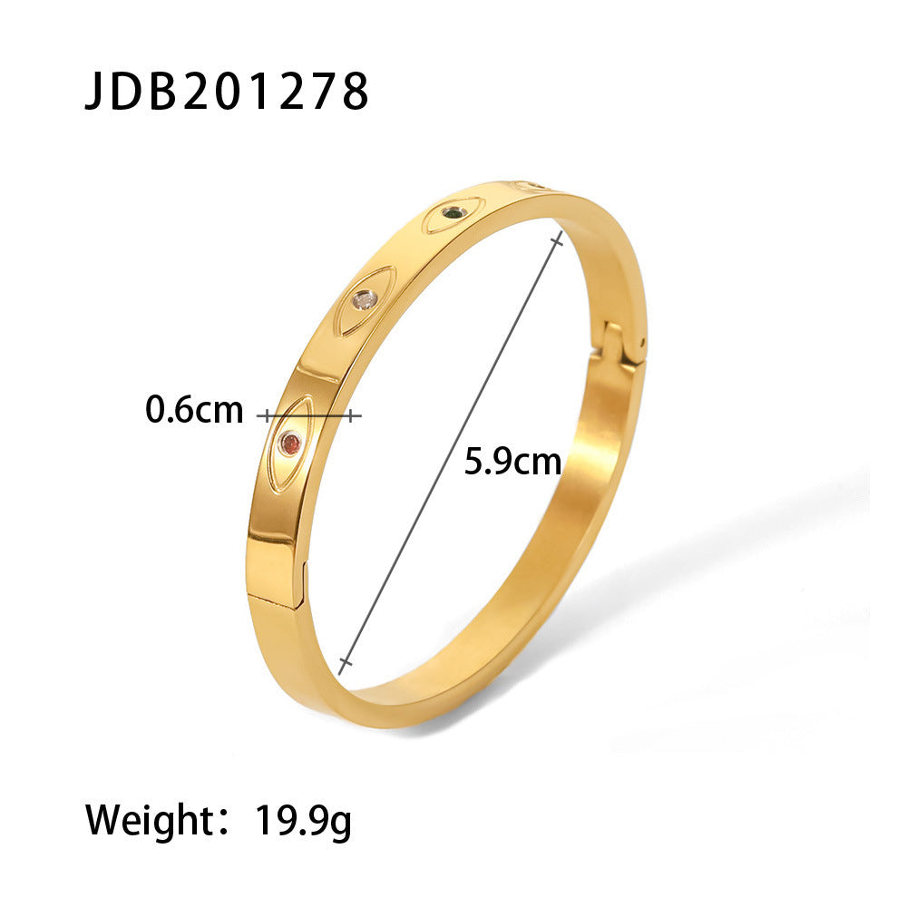 Gold-plated Stainless Steel Bracelets With Zirconia