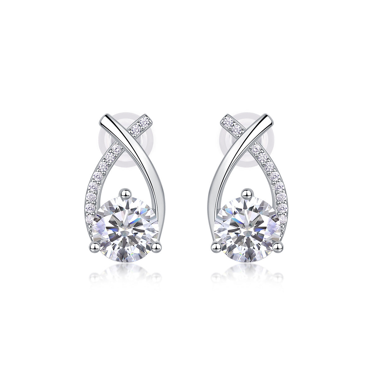 1-carat Moissanite Diamond Stud Earrings