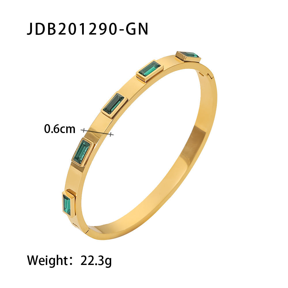 Gold-plated Stainless Steel Bracelets With Zirconia