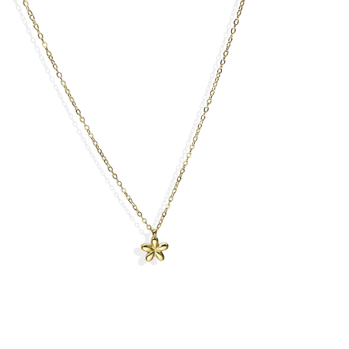 18K Gold Plated Stainless Steel Flower Pendant Necklace And Earrings Set For Women