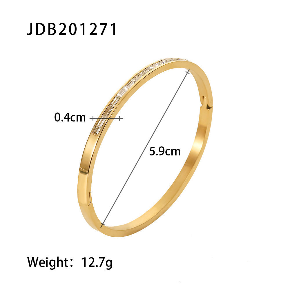 Gold-plated Stainless Steel Bracelets With Zirconia