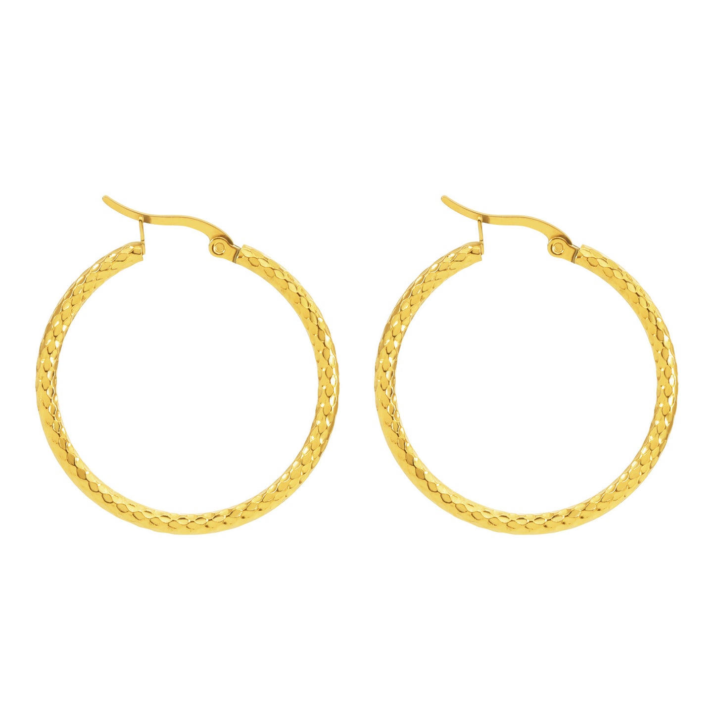 18K Gold-plated Dense Emboss Round Earrings
