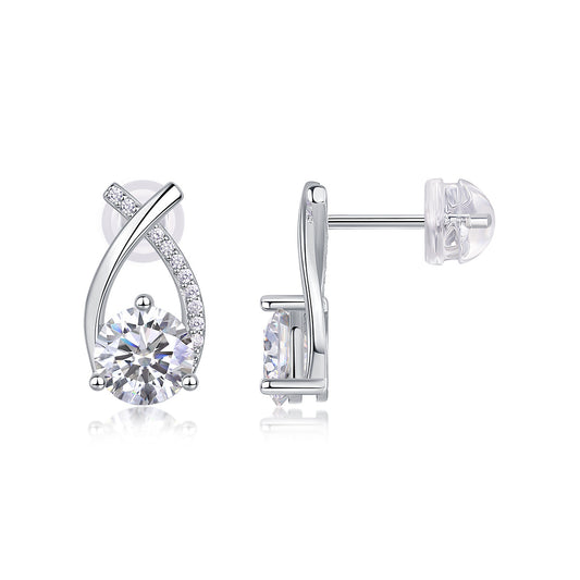 1-carat Moissanite Diamond Stud Earrings