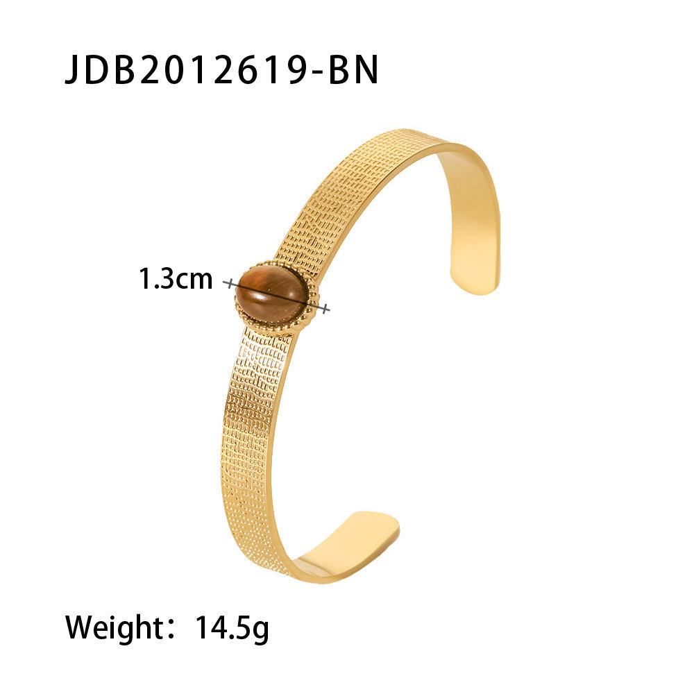 Gold-plated Stainless Steel Bracelets With Zirconia