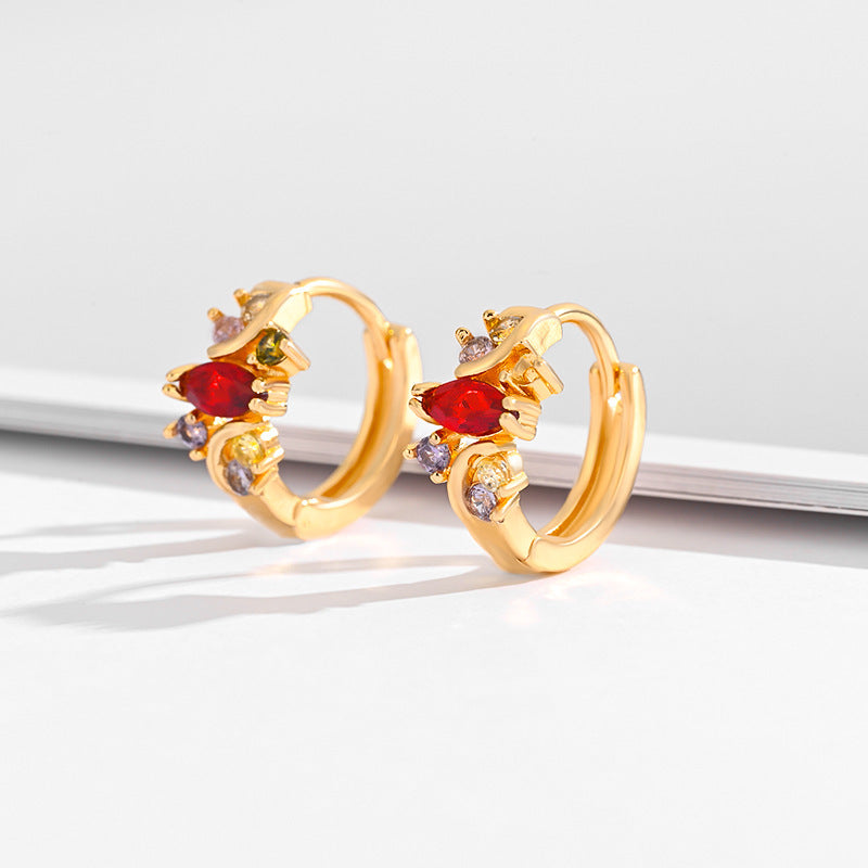 Multi-style Square Crystal Zircon Gold Plated Ear Ring