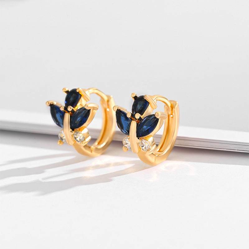 Multi-style Square Crystal Zircon Gold Plated Ear Ring