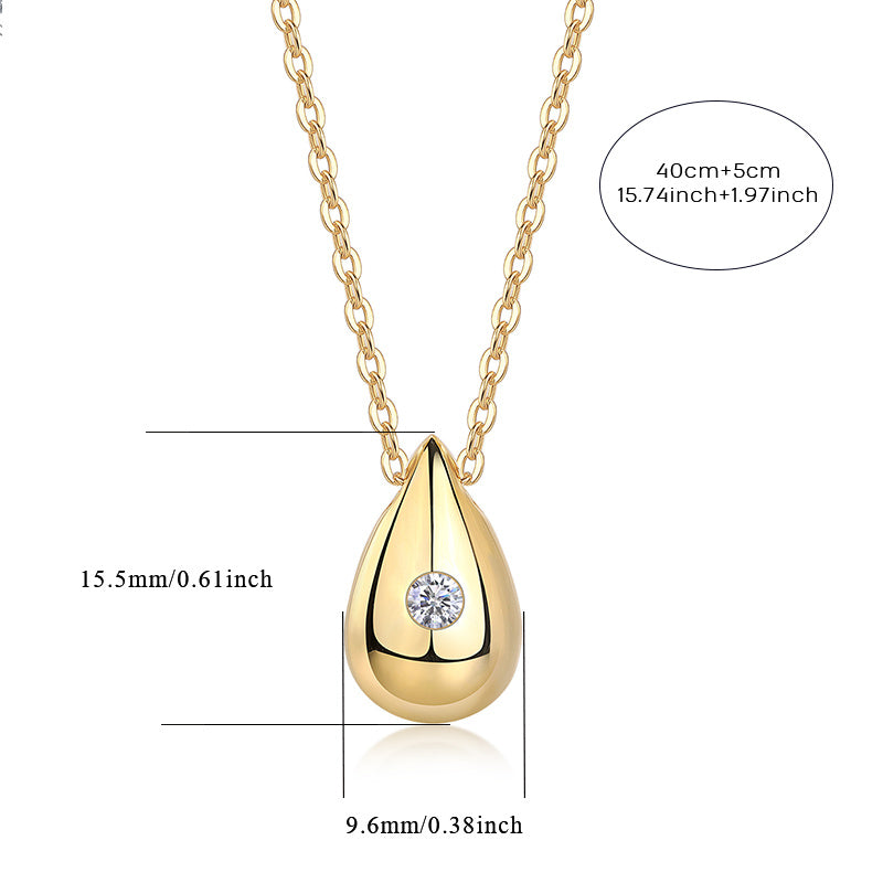 Dreamy Water Drop Necklace With 1-carat Moissanite S925 Sterling Silver And Gold Plating