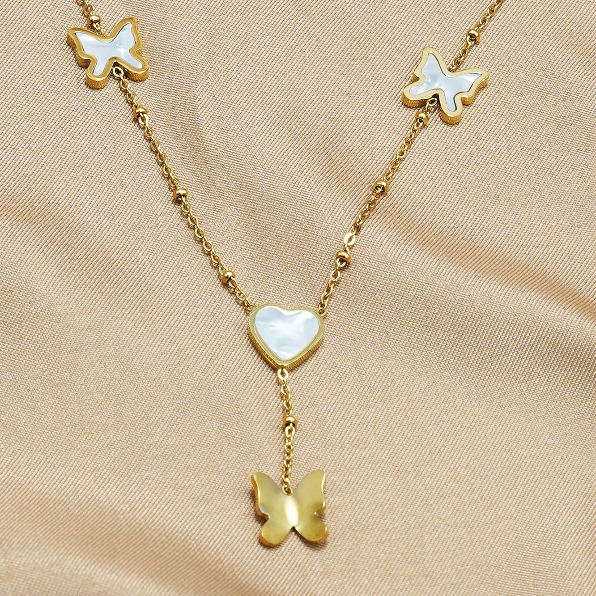 18K Gold Plated Butterfly & Heart Jewelry Set