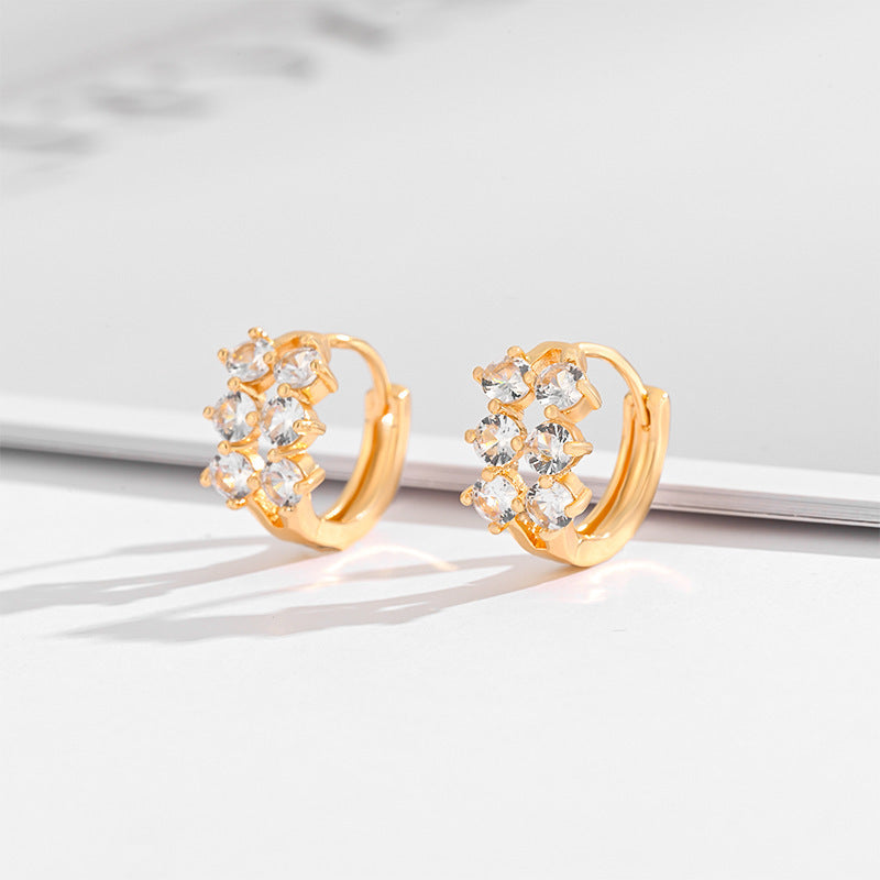Multi-style Square Crystal Zircon Gold Plated Ear Ring