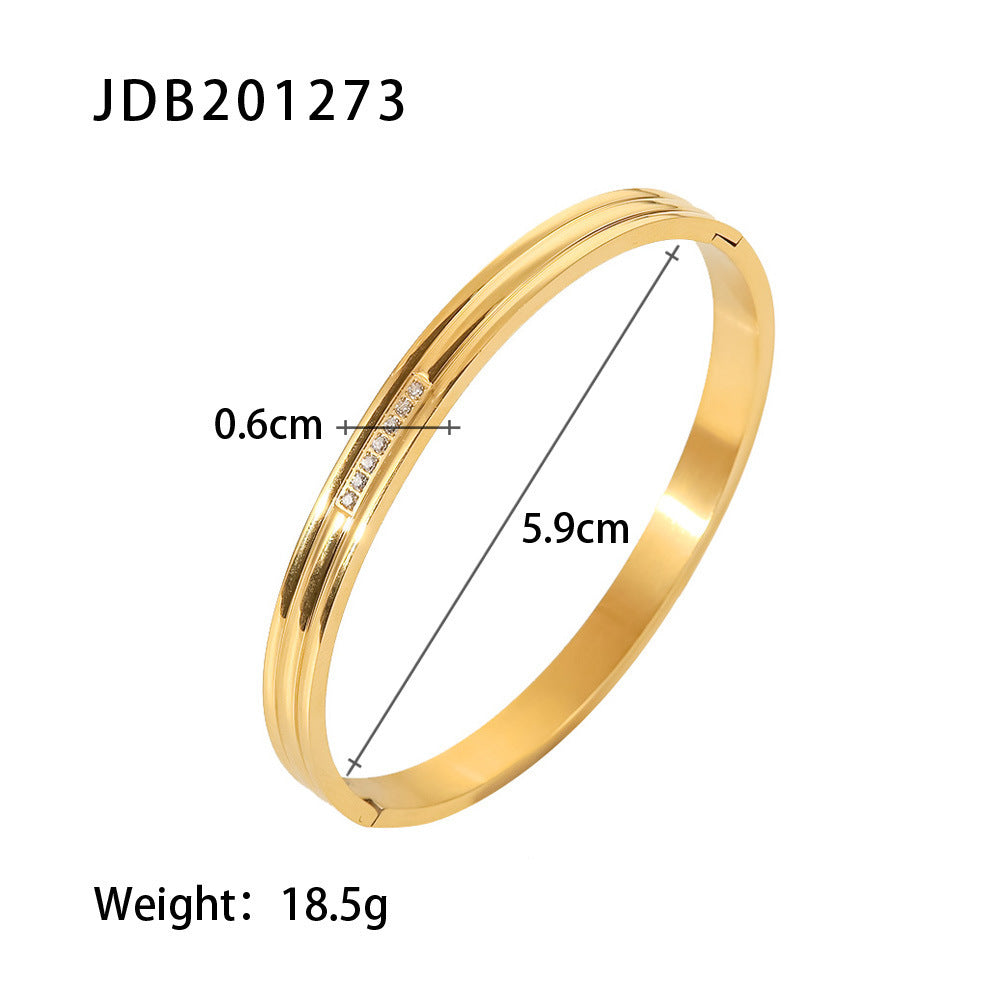 Gold-plated Stainless Steel Bracelets With Zirconia