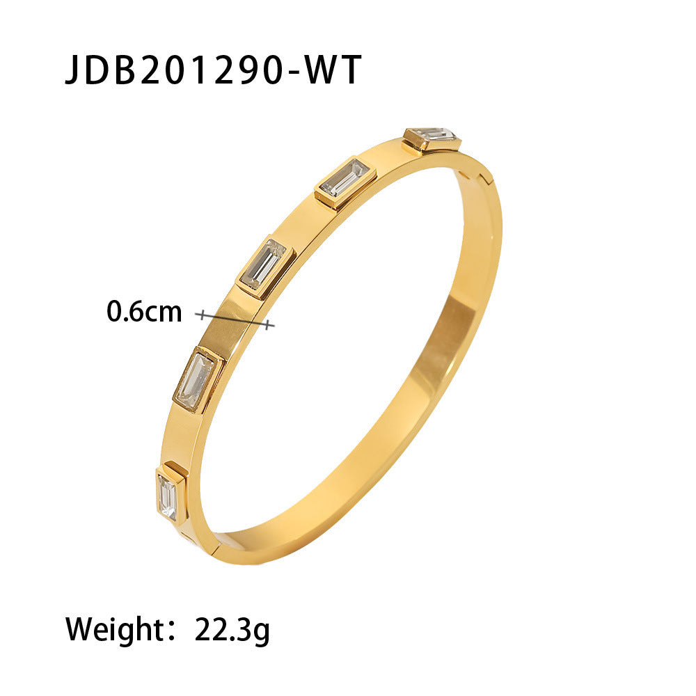 Gold-plated Stainless Steel Bracelets With Zirconia