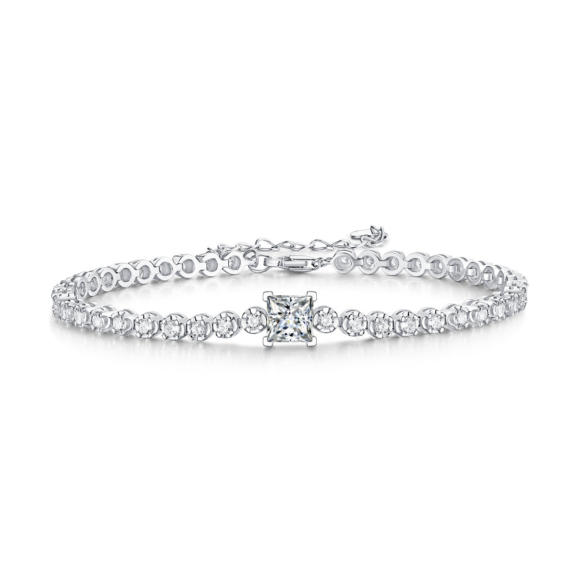 Rubik's Cube Moissanate Diamond Silver Bracelet