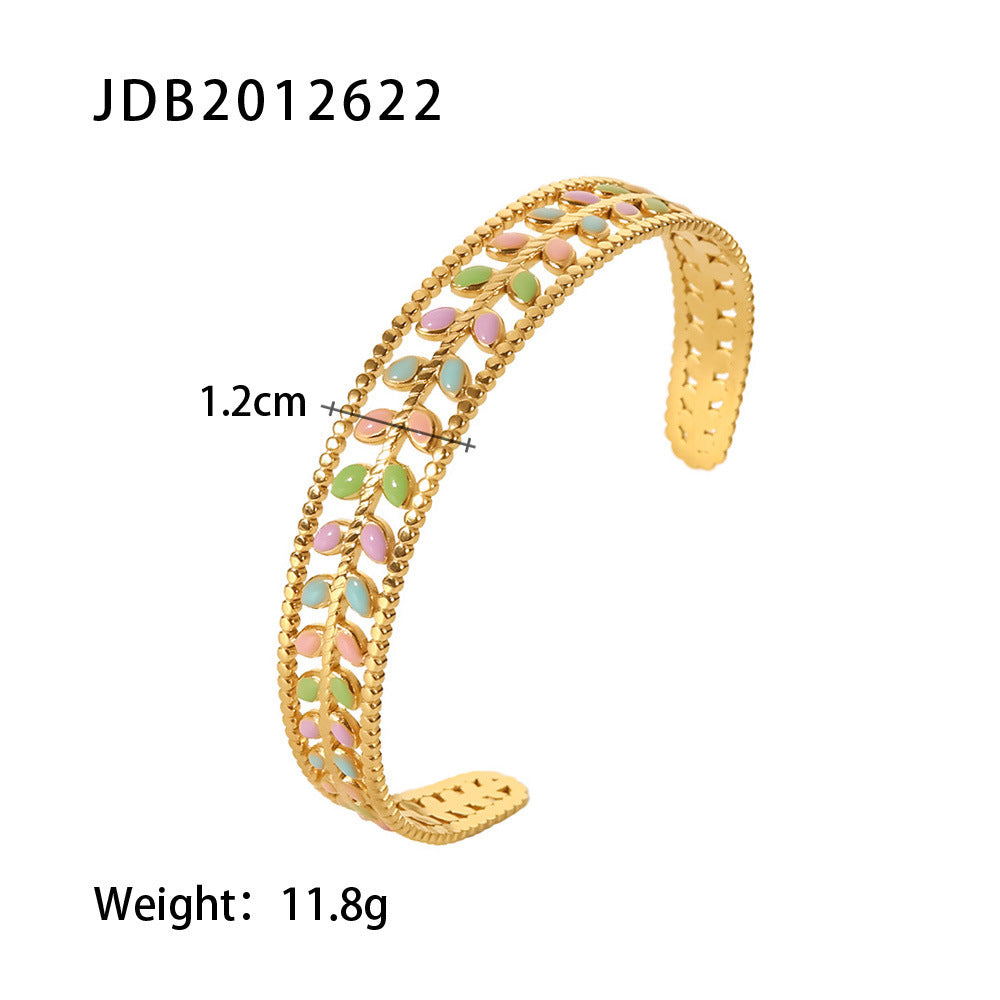 Gold-plated Stainless Steel Bracelets With Zirconia